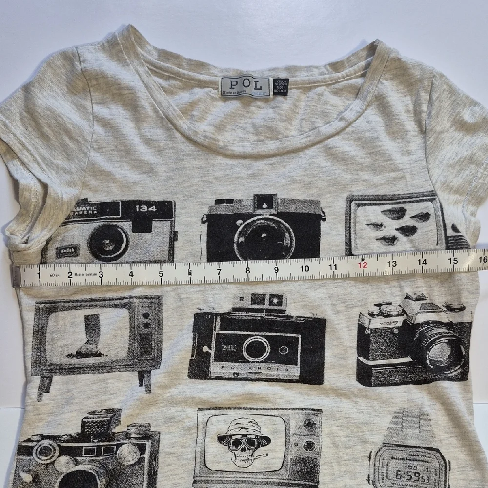 POL Cream Graphic Vintage Cameras Print Tee, Medium, Pre-loved - Picture 9 of 10